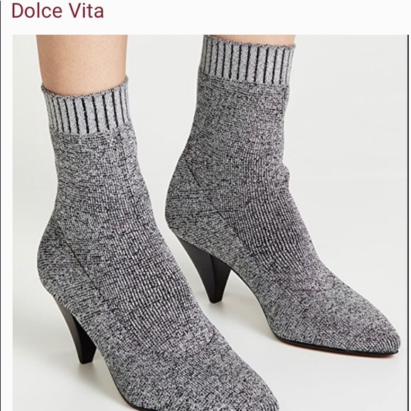 Dolce Vita Shoes - Dolce Vita Tao Silver Knit Sock Booties Boots Size 8.5